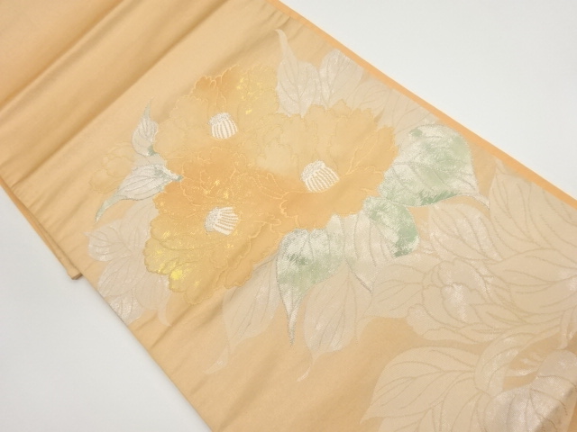 リサイクル　引箔牡丹模様織出し袋帯